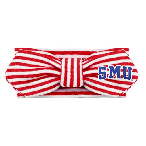 Creative Knitwear SMU Mustangs Infant Girls Red/White Striped Hair Knot Headband Embroidered Logo - Size Newborn - 4T