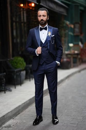 Mens Suits 3 Piece Slim Fit Tuxedos for Men Formal Dress Suit Blazer Vest Pants Wedding Prom Suit Set3