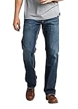 Silver Jeans Co. Herren Zac Relaxed Fit Straight Leg Jeans, Dunkles Indigoblau, 36W / 34L