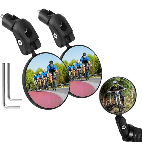 Fahrradspiegel, Spiegel für Lenkerende, Fahrrad Rückspiegel mit HD-Glas und konvexer Linse,360° drehbar, 180° verstellbar, sicherer und klarer Blick beim Radfahren, einfache Montage