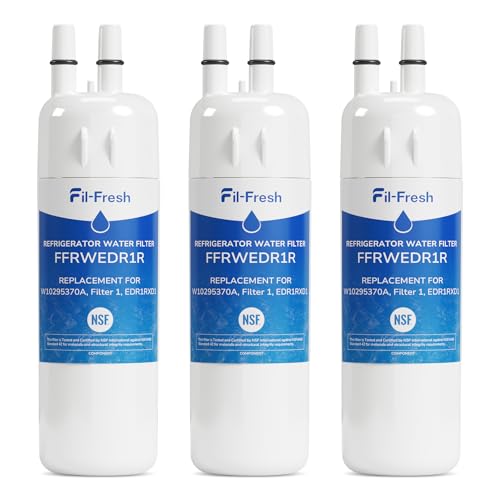 Fil-Fresh EDR1RXD1 Refrigerator Water Filter Replacement for EveryDrop Filter 1 Whirlpool W10295370A WHR1RXD1 KAD1RXD1 P4RFWB P8RFWB2L Kenmore 46-9081 46-9930 Fridge Water Filter 3 Packs