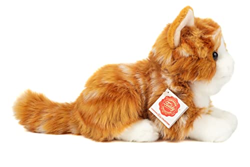 Teddy Hermann 91837 Cat lying red tiger 20 cm, cuddly toy with 75% recycled filling material, 20 cm, getigtert - Image 2