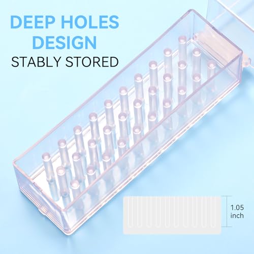 Makartt Nail Drill Bits Holder, Dustproof Stand Displayer Organizer Container 30 Holes Manicure Tools (Not Inlcude Drill Bits)