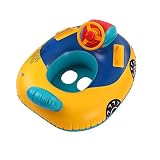 Hapeisy Kinder Float Seat Boat, Water Swimming Ring Floating Boat, Swimming Inflatable Float Car with Steering Wheel, Kids Pool Float, Floating Ride-on Water Swimming Pool for Children