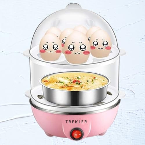 TREKLER Multi-Function Electric 2 Layer Egg Boiler Cooker &Steamer, Double Layer Egg Boiler Electric Automatic off 14 Egg Poacher for Steaming,... - Image 3