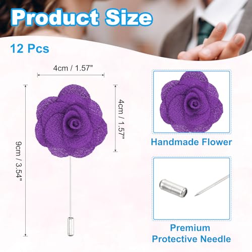 Image of PATIKIL Flower Boutonnieres Pin, Handmade Camellia Lapel Pin for Men Women Suit Wedding Graduation Anniversary Brooch Outfit Accessories