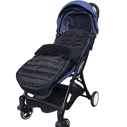 Image of Winter Warm Thick Fleece Baby Stroller Sleeping Bag Detachable Universal Waterproof Toddlers Bunting Bag Double Zipper Closure Windshield Footmuff Newborn Infants Swaddle Pram Wrap, Black, BUNBAG09
