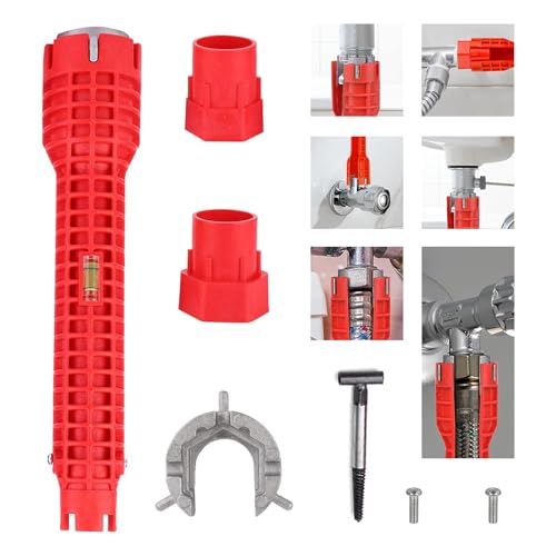 ForestM Tap Spanner Tool 8 in 1 Faucet and Sink Installer Multifunctional Wrench Kit Anti-Slip Sink Faucet Installation Socket Wrench Ideal for Kitchen/Bathroom Sink Repair