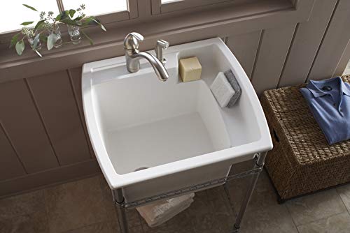 STERLING 996-0 Latitude 25-inch by 22-inch Top-mount Single Bowl Vikrell Utility Sink with Stand, White - Thumbnail 4