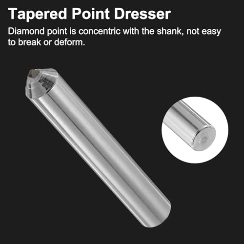 QUARKZMAN 2 Stück Diamantschleifer, 8mm x 50mm (5/16 x 2) Einzelner konischer Punkt Schleifscheibe Runder Stift Geschweißte Diamant-Dressurwerkzeuge, Silberton