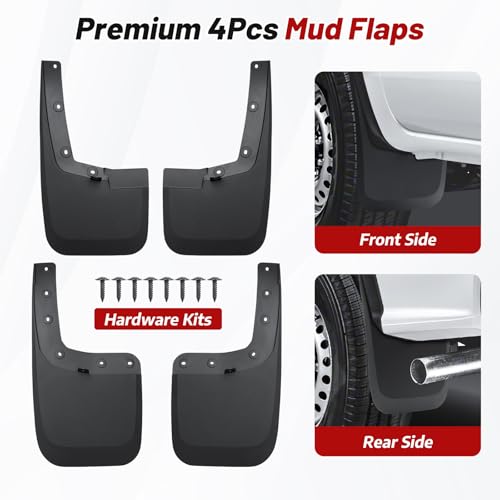 Image of Sunsdrew Mud Flaps for 2023-2026 Ford Ranger Accessories - All Weather No-Drill Front&Rear 4PCS Ford Ranger Mudguards Set with Hardware