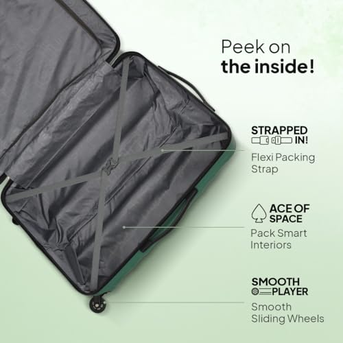 Image of American Tourister Polycarbonate Barcelona 69 Cms Medium Spinner 4 Wheels Hardside Check-in Suitcase with A Multi-Stage Telescopic Trolly & Pack Smart Interiors - Forest Green, H-48 Cm