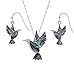 Produktbild Kiara Schmuck Kolibri mit Box-Set von Anhänger eingelegten Natur grünlich blau Paua Abalone Shell auf 45,7 cm Trace Kette zusammen mit passenden Hypoallergen Ohrringe rhodiniert.