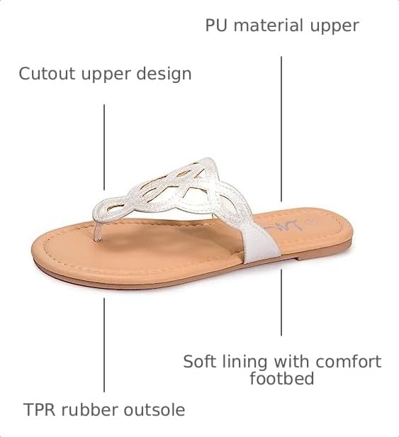 Image of LM Women's Thong Sandals T-Strap Sandals Slip On Flat Sandals Flip Flop Casual Summer Slide Sandals