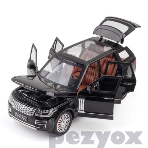 Image of 1 /24 Big Range Rover REFENDER Toy Car Metal Pull Back Diecast Car with Openable Door and Sound Light, Gifts Toys for Kids (Black)