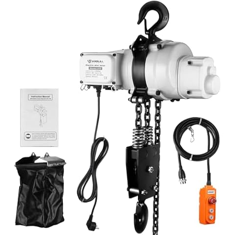 ANBULL 2200lbs FEC Chain Electric Lift Hoist Single Phase Overhead Crane Hoist, DT Grade Carburized Double Chain Hoist with Two 360° Rotatable Hook for Garage Ceiling.(1Ton, 110V,10ft Lift Height) Cover