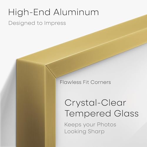 Image of Homeforia 14x20 Double Diploma Frame Gold, High End Metal 14 x 20 Certificate Frames with Mat for Two 8.5x11 inch Diplomas, 20x14 Dual Award Graduation Matted Frame, Tempered Glass, Wall Kit, Set of 2