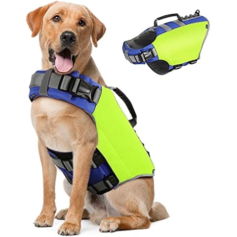 Pawaboo Schwimmweste Hund, Einstellbare Hundeschwimmweste mit Starkem Auftrieb und Langlebigem Rettungsgriff Reflektierend Rettungswesten Cover