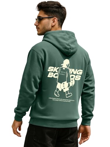 Image of Veirdo Polycotton Spun Oversized Fit Drop Shoulder Hooded Sweatshirt Full Sleeves Back Graphic Printed Jumper Hoodie for Men (Available Sizes: S to 3XL)