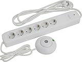 LogiLink LPS204 - Alargador de Corriente con 6 Tomas (Cable de 1.4 m, Interruptor de pie) Blanco