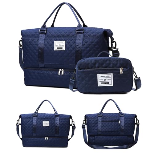 Expandable Weekender Bag for Women - Waterproof Large Capacity Travel Duffle with Multi-Compartment Organizer, Weekend Trips & Business Travel (dark blue)2