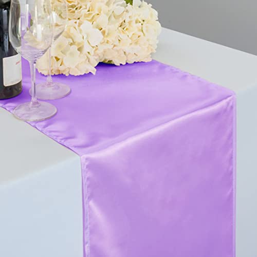 LinenTablecloth 14 x 108-Inch Satin Table Runner Lavender