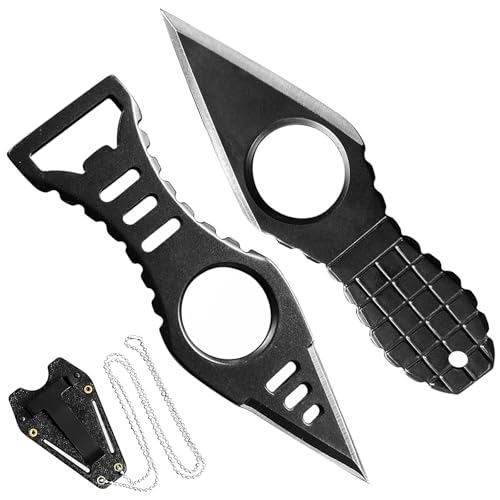Image of 2PCS Neck Knife with Sheath and Necklace, Mini Fixed Blade Knife Necklace for Men, Ultra Small Pocket Knife EDC Tools Cool Gadgets for Camping, Survival, Hiking, Backpacking