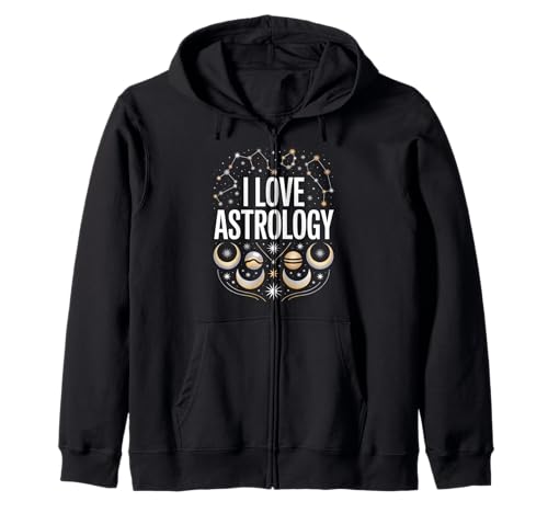 I Love Astrology Costellazioni Luna Stelle Felpa con Cappuccio