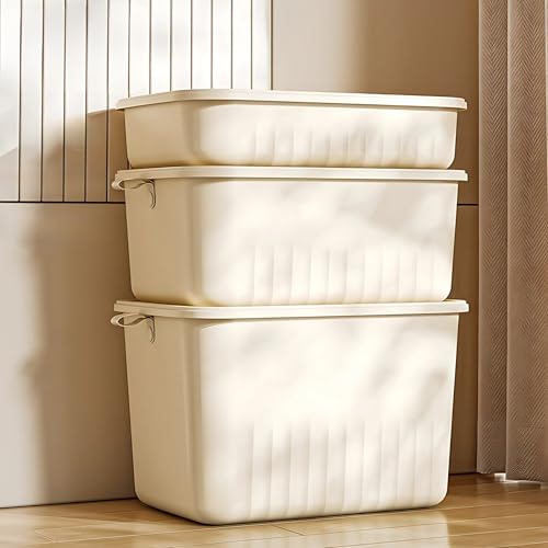 Image of KREPS Multi Purpose Plastic Storage Bins Stackable Organizer Boxes with Lids, Stackable Crates for Home & Kitchen, items like books, clothes, snacks, toys. (ALL SIZE COMBO, ALL)