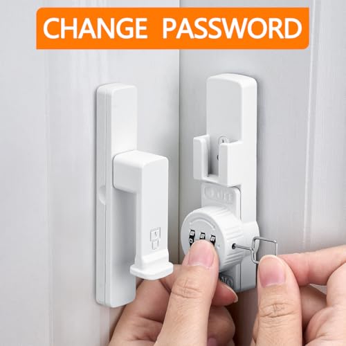 Image of INIRET 2 Packs White 90 Degree Barn Door Lock,Mechanical Password Lock,Flip Latch with Combination,3 Digit Password Keyless,Protect Privacy,for Cabinets,Windows,Garden,Bathroom,and Sliding Door
