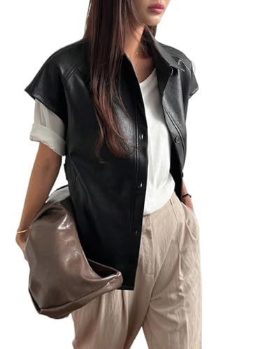 Trendy Black PU Leather Casual Jacket for Women - X-Large Size, Perfect for Fall & Winter