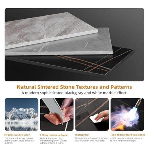 Tulip Round Kitchen Dining Table 60/70/80cm Modern Sintered Stone Marble Top Office Tables With Metal Legs Living Room Furniture Decor, Dining Room (White, 60CM) - Image 6