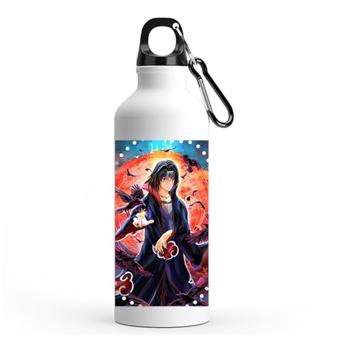 Image of Anime sipper water bottle with Itachi Print for Use school, gym, tuition, travling, yoga | Aluminium sublimation sipper bottle 750ml black cap (Itachi Uchiha-C-7)