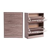 Lastdeco Zapatero Madera Estrecho. Mueble Armario Zapatero para Recibidor o Dormitorio. Organizador de Zapatos. 3 Puertas. Desmontable. Amplio y Multifuncional. Color Marrón. 60 x 24 x 81,5 cm