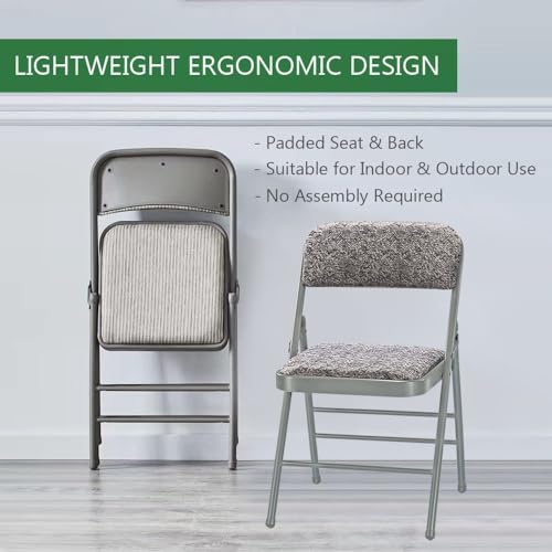 Amazing For Less FOLDING CHAIR Pack Of 2 (Fabric/Vinyl) Steel Frame Metal Foam Padded Folding Chairs (Black thumb #5