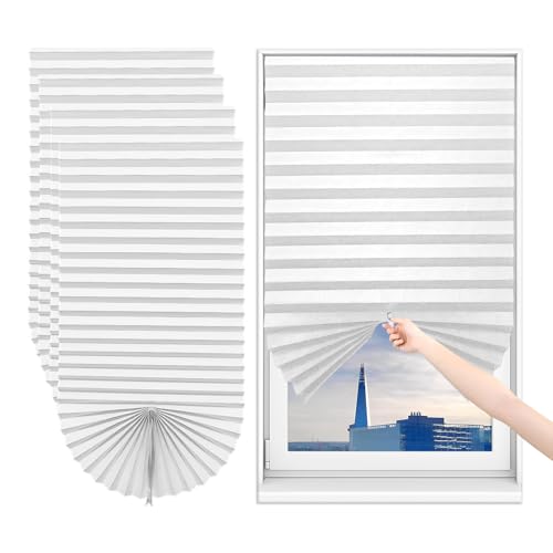 Sneulletoys 4pack No Drill Temporary Blinds Stick on,Easy Fit Self Adhesive Blinds,Non-Woven Fabric Crop According to Size,Curtains for Bedroom Kitchen Bathroom Windows (White, 60w X 150h cm)