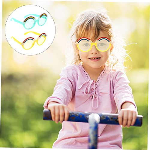 2pcs Rainbow Cartoon Round Frame Sunglasses for Kids Stylish Outdoor Shades UV Protection Eyewear for Boys and Girls3