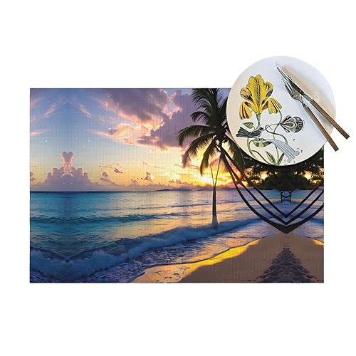 Sets de table lavables lot de 6 avec imprimé plage Jamaïque pour nappe et table - 5