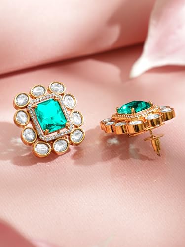 Image of Rubans Stud Earrings American Diamond Zirconia & Crystal Jewellery Gift for Women & Girls