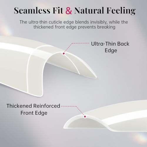 krofaue 500PCS Soft Gel False Nails Tips - Half Cover Acrylic Nail Tips 10 Sizes Lady French Style Acrylic Artificial Tip Manicure with Box for Nail Tips Art Salons and Home DIY