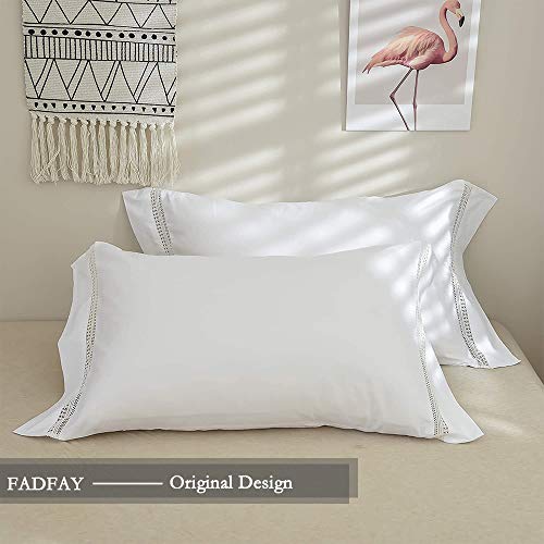 Fadfay White Duvet Cover Premium 100% Cotton Farmhouse Bedding Soft Elegant Guipure Lace Fringe Hotel Quality Romantic Bed Cover King/California King Size （106 X 92 Inches） #TOP7