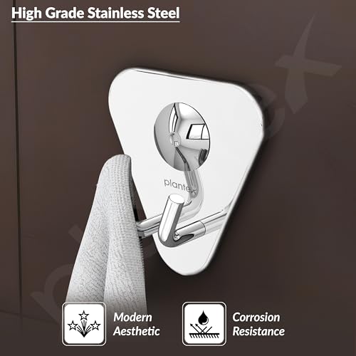 Image of Plantex Pyramid Stainless Steel Robe Hook for Bathroom /Cloth Stand /Towel Hanger /Bathroom Accessories (Chrome) - Pack of 1