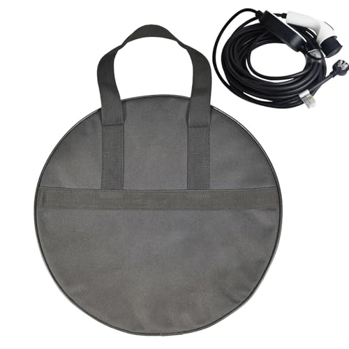 Cable Storage Bag - Water Resistant Caravan Cable Case | Hook Up Double Carry Handle & Zip | Waterproof Storage Bags | Portable Carrier For Electric Vehicles And Cars, Black