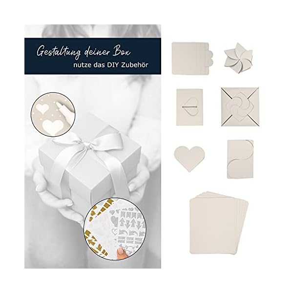 weddlyn® – Überraschungsbox – hochwertiges Papier & Verarbeitung – Explosionsbox mit modernen Stickern und Stift… – Bild 4
