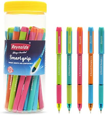 Reynolds SMARTGRIP BLUE 20 CT JAR | Ball Point Pen Set With Comfortable Grip | Pens For Writing | School and Office Stationery | Pens For Students | 0.7 mm Tip Size