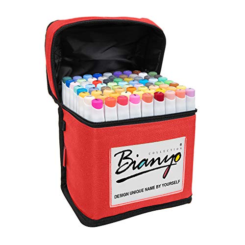 Bianyo Classic Series Alcohol-Based Dual Tip Art Markers?Set of 72, Red Travel Case with a Designable Card)