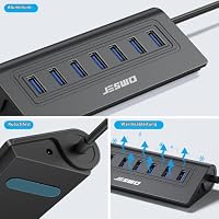 JESWO USB HUB Aktiv 3.0 mit Netzteil 20W, Aluminium USB 3.0 Hub 7-Port – Ansicht 6
