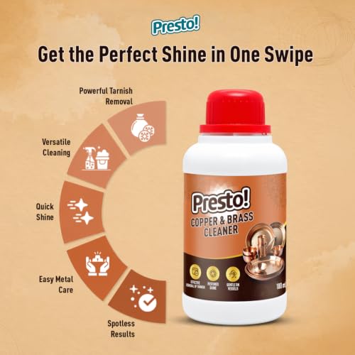 Image of Amazon Brand - Presto! Copper & Brass Cleaner Gel | 100 Ml x Pack of 2 | For Fixtures, Utensils, Artifacts & Jewellery