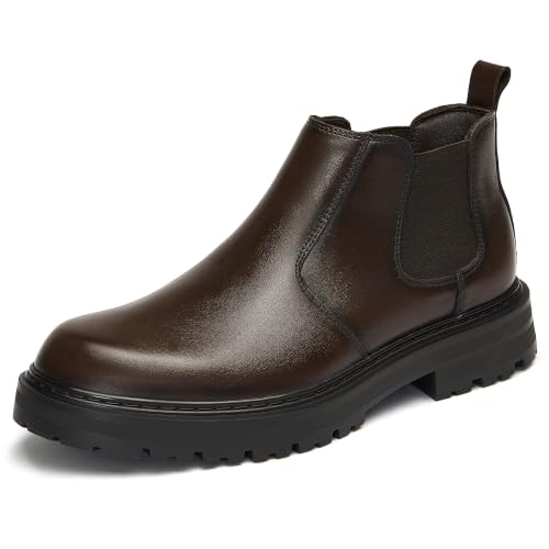 Image of Holy dove Men's Wide Toe Box Platform Chelsea Boots Slip-On Casual Ankle Dress Boot