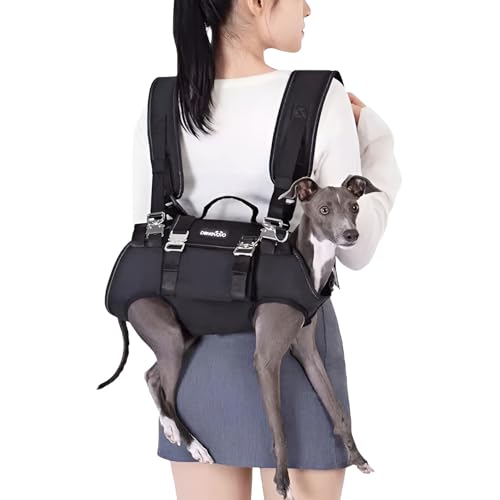 [GIIPET]犬介護ハーネス 小型犬 ペットスリング バッグ 犬用リフトハーネス 抱っこ紐 横型全身犬用バックパック 通気性 前足 後ろ足 補助 調節可能 飛び出し防止防災 ストラップ  歩行補助 着脱簡単 犬猫兼用 (L)